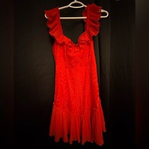 Elegant Red Ruffled Dress